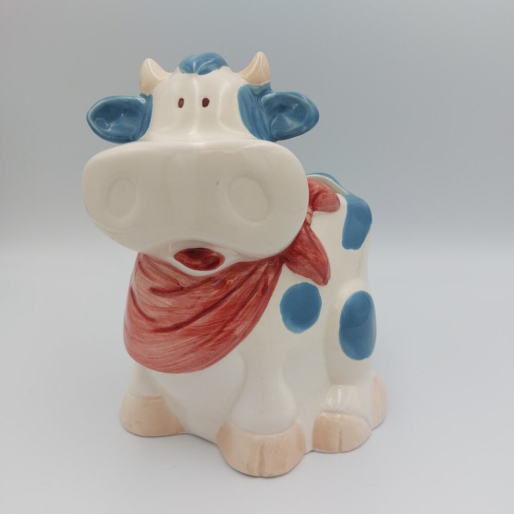 Vintage Cow Utensil Holder Cooks Tools Ceramic Canister Jar